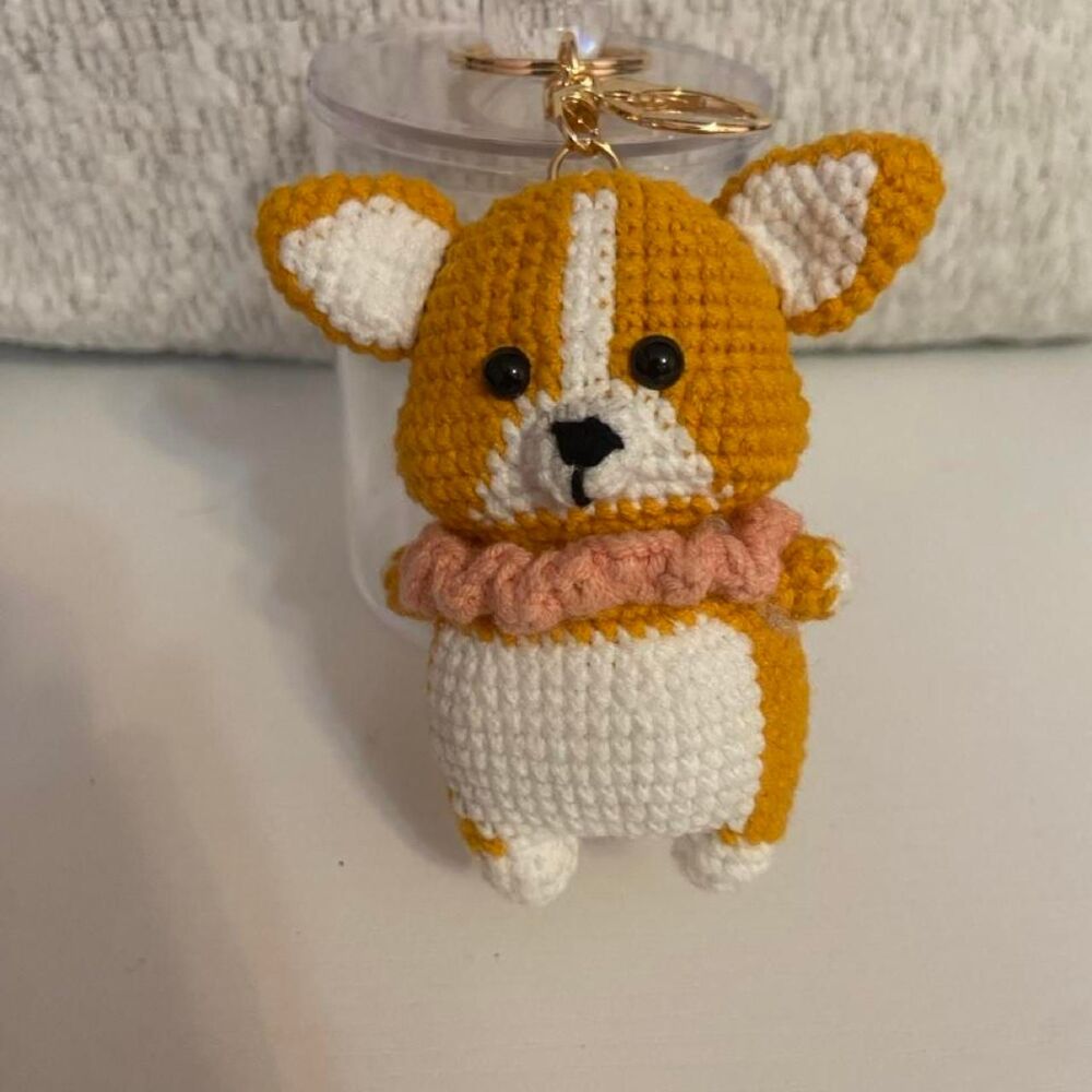 Handmade Crocheted Keychain Corgi